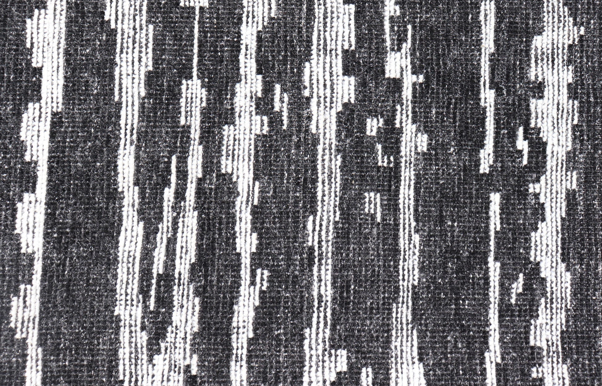 Black and White Hand Knotted Modern Rug in Abstract Design Modern Abstract Designed Striped Black and White Hand Knotted Rug in Wool Measures 9'9 x 15'0 The field is an asymmetrical blend of black and white. The piece features two d... - Keivan Woven ArtsKHN - 44836 - TR - 1124 - 21072