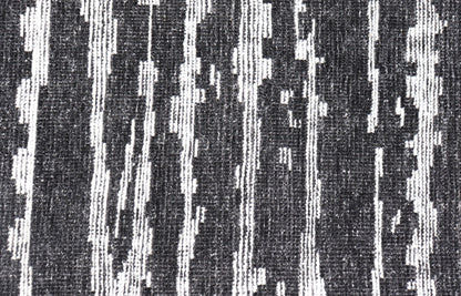 Black and White Hand Knotted Modern Rug in Abstract Design Modern Abstract Designed Striped Black and White Hand Knotted Rug in Wool Measures 9'9 x 15'0 The field is an asymmetrical blend of black and white. The piece features two d... - Keivan Woven ArtsKHN - 44836 - TR - 1124 - 21072