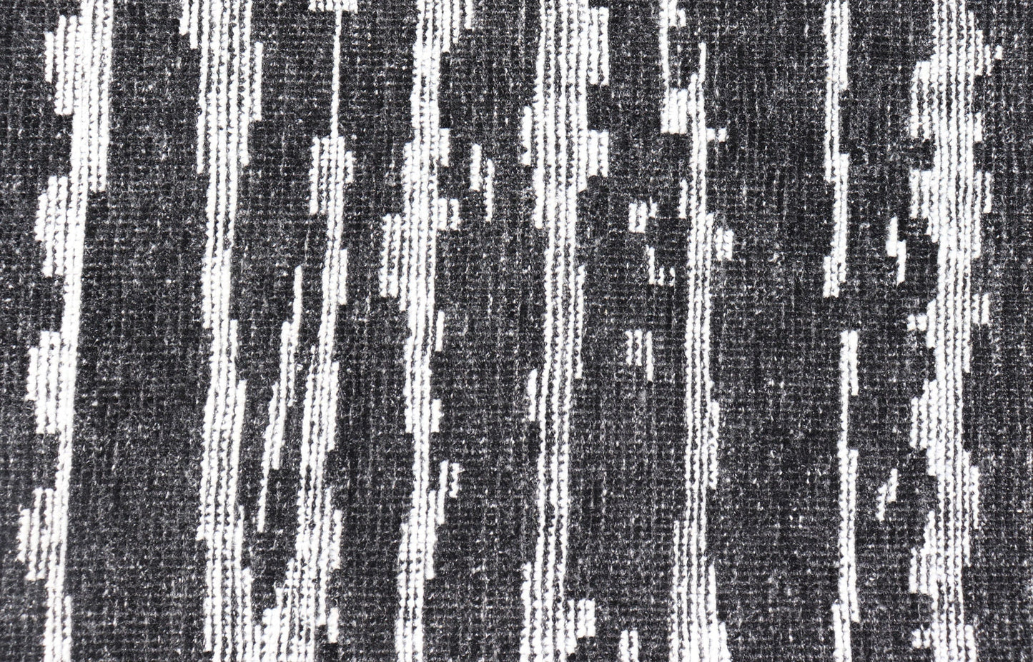 Black and White Hand Knotted Modern Rug in Abstract Design Modern Abstract Designed Striped Black and White Hand Knotted Rug in Wool Measures 9'9 x 15'0 The field is an asymmetrical blend of black and white. The piece features two d... - Keivan Woven ArtsKHN - 44836 - TR - 1124 - 21072Rug