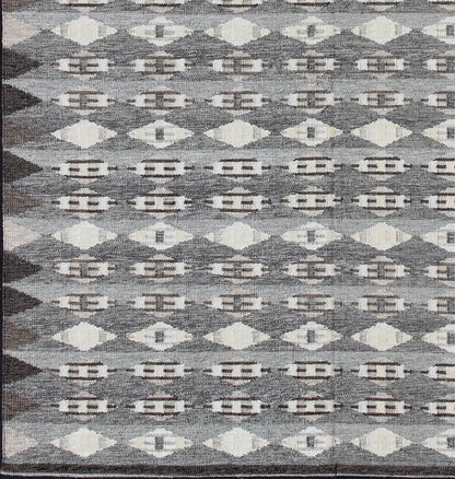 Large Modern Scandinavian/Swedish with Geometric Design Rug in Gray & Brown. Large Modern Scandinavian flat weave with Geometric Design Rug in Gray & Brown. Keivan Woven Arts / Rug/KHN - 502 - SW - 09, This Scandinavian flat - weave rug is inspired by ... - Keivan Woven ArtsKHN - 502 - SW - 09 - 10197Rug