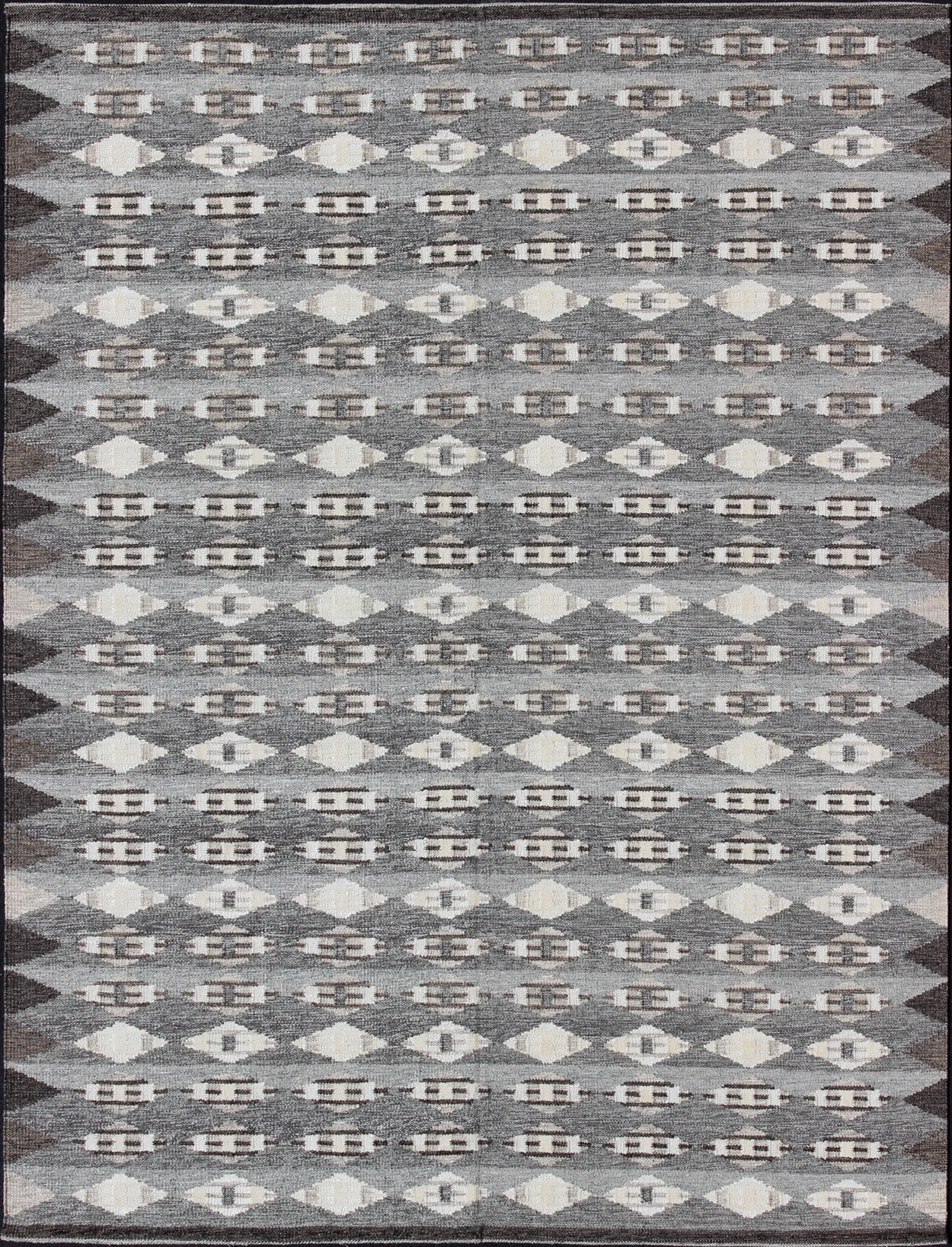 Large Modern Scandinavian/Swedish with Geometric Design Rug in Gray & Brown. Large Modern Scandinavian flat weave with Geometric Design Rug in Gray & Brown. Keivan Woven Arts / Rug/KHN - 502 - SW - 09, This Scandinavian flat - weave rug is inspired by ... - Keivan Woven ArtsKHN - 502 - SW - 09 - 10197Rug