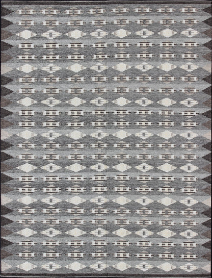 Large Modern Scandinavian/Swedish with Geometric Design Rug in Gray & Brown. Large Modern Scandinavian flat weave with Geometric Design Rug in Gray & Brown. Keivan Woven Arts / Rug/KHN - 502 - SW - 09, This Scandinavian flat - weave rug is inspired by ... - Keivan Woven ArtsKHN - 502 - SW - 09 - 10197Rug