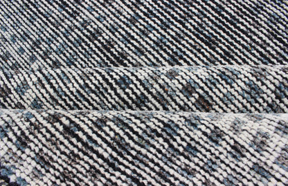 Modern Design Distressed Rug in Shades of Gray, Charcoal & White With Checkered. Keivan Woven Arts - Shades of gray and charcoal modern Indian flat - weave rug, rug khn - 506 - tr - 577, country of origin / type: India / Scandinavian flat - weave. This... - Keivan Woven ArtsKHN - 506 - TR - 577 - 10203Rug