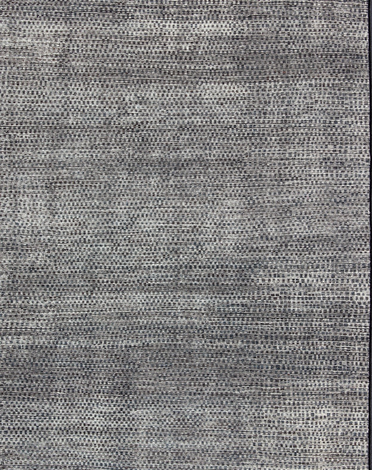 Modern Design Distressed Rug in Shades of Gray, Charcoal & White With Checkered. Keivan Woven Arts - Shades of gray and charcoal modern Indian flat - weave rug, rug khn - 506 - tr - 577, country of origin / type: India / Scandinavian flat - weave. This... - Keivan Woven ArtsKHN - 506 - TR - 577 - 10203Rug
