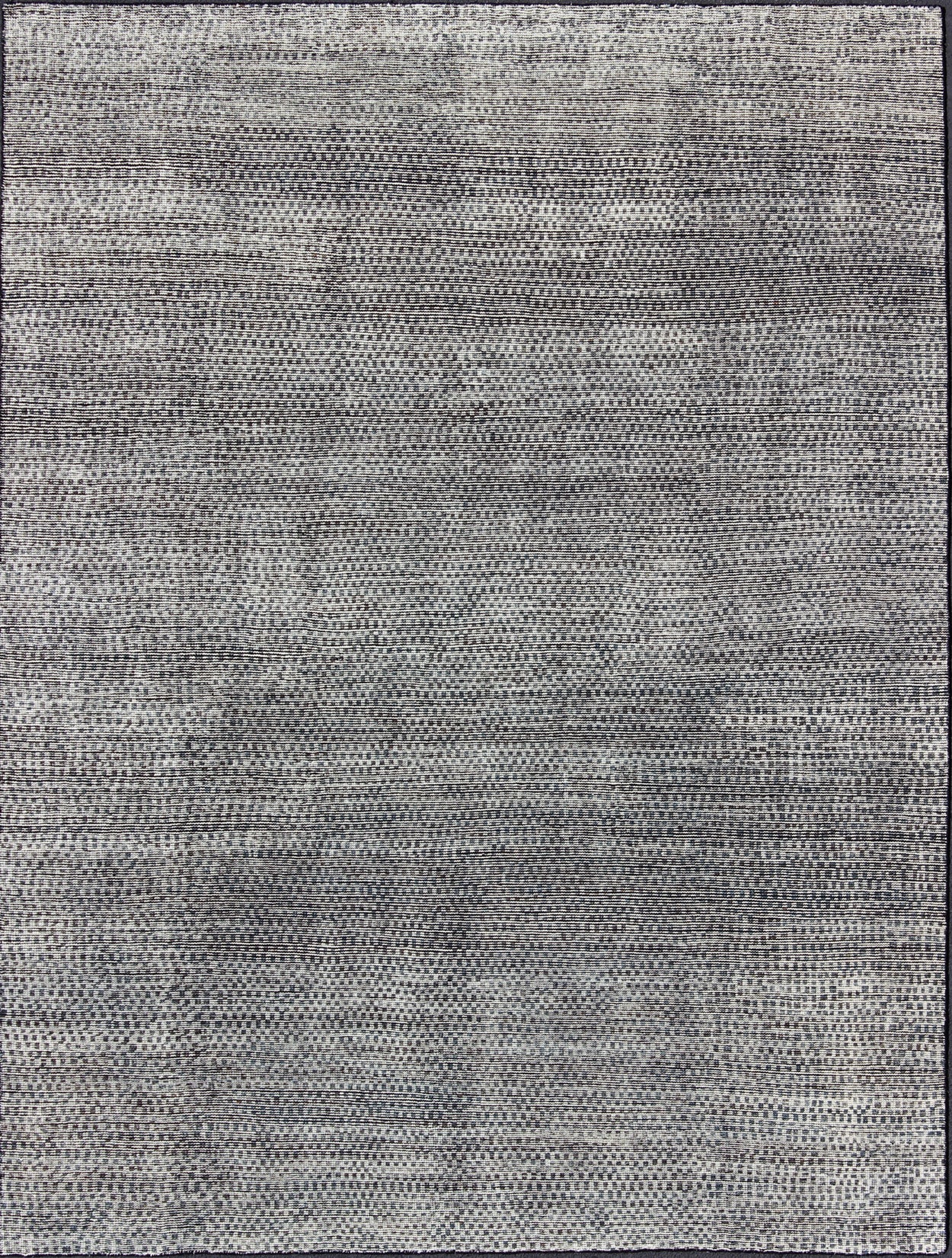 Modern Design Distressed Rug in Shades of Gray, Charcoal & White With Checkered. Keivan Woven Arts - Shades of gray and charcoal modern Indian flat - weave rug, rug khn - 506 - tr - 577, country of origin / type: India / Scandinavian flat - weave. This... - Keivan Woven ArtsKHN - 506 - TR - 577 - 10203Rug