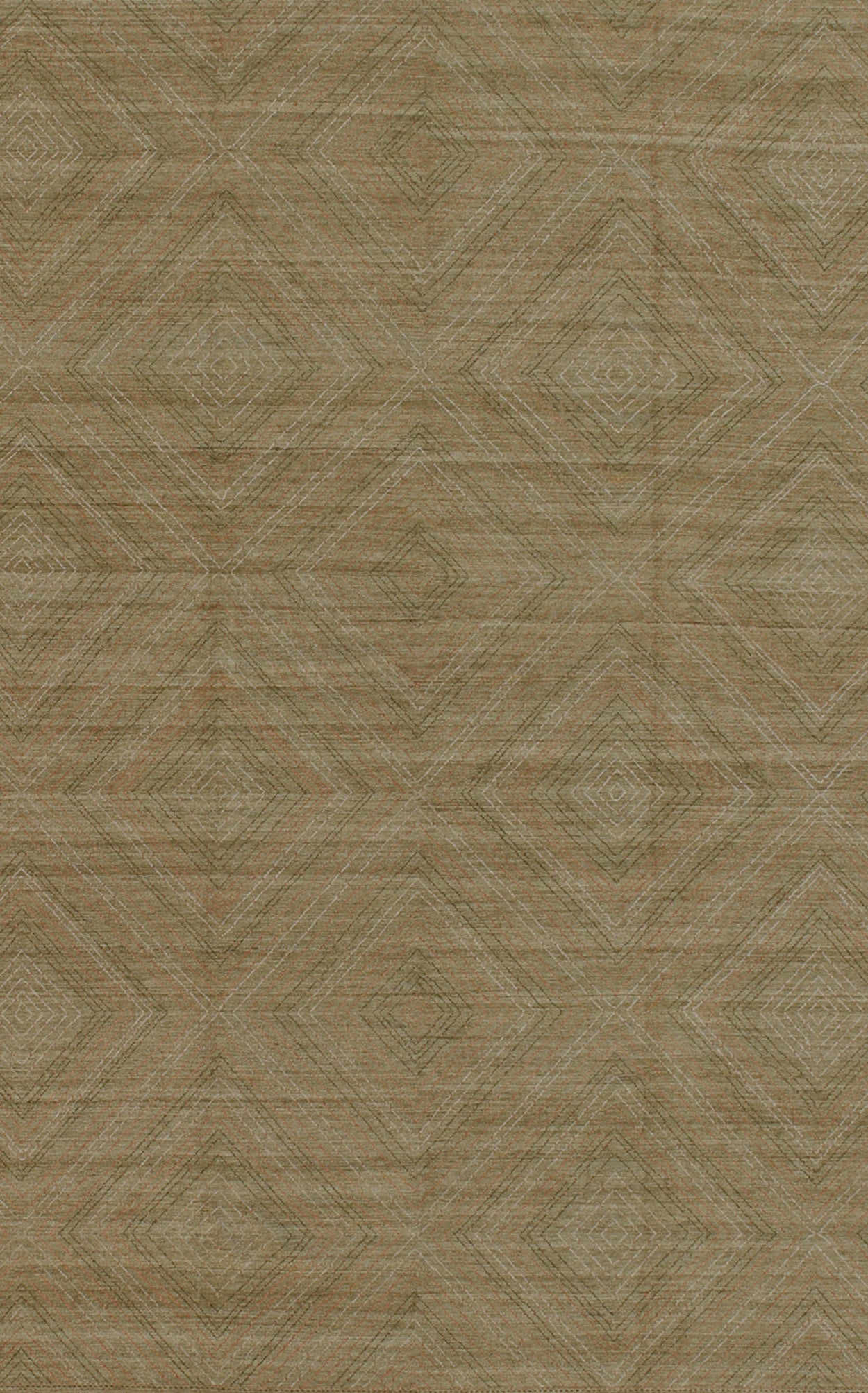 Large Modern Rug with Transitional Diamond Design in Green, Salmon, Ivory & Brown. Modern rug with all - over modern diamond design, rug KOL - 60809 country of origin / type: Afghanistan/ Modern This Transitional/modern rug with a contempora... - Keivan Woven ArtsKOL - 60809 - 8956Rug