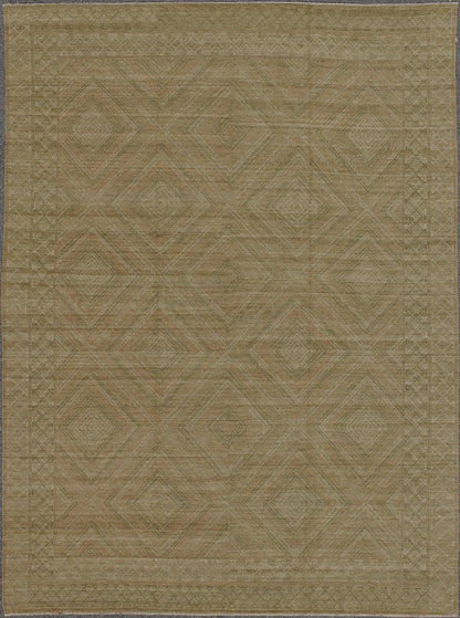 Large Modern Rug with Transitional Diamond Design in Green, Salmon, Ivory & Brown. Modern rug with all - over modern diamond design, rug KOL - 60809 country of origin / type: Afghanistan/ Modern This Transitional/modern rug with a contempora... - Keivan Woven ArtsKOL - 60809 - 8956Rug