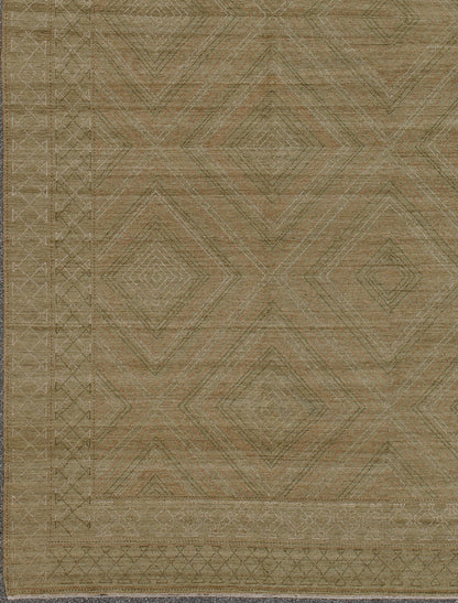 Large Modern Rug with Transitional Diamond Design in Green, Salmon, Ivory & Brown. Modern rug with all - over modern diamond design, rug KOL - 60809 country of origin / type: Afghanistan/ Modern This Transitional/modern rug with a contempora... - Keivan Woven ArtsKOL - 60809 - 8956Rug
