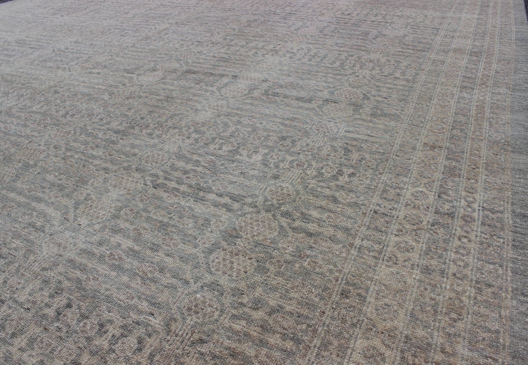 Transitional Finely Woven Khotan Pomegranate Design in Gray/Green, Brown, Taupe. Keivan Woven Arts / rug KOL - 69237 country of origin / type: Afghanistan / Khotan. Measures: 8'11 x 12'2 This transitional Khotan features all - over pomegranate desi... - Keivan Woven ArtsKOL - 69237 - 9108Rug