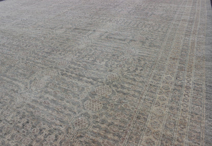Transitional Finely Woven Khotan Pomegranate Design in Gray/Green, Brown, Taupe. Keivan Woven Arts / rug KOL - 69237 country of origin / type: Afghanistan / Khotan. Measures: 8'11 x 12'2 This transitional Khotan features all - over pomegranate desi... - Keivan Woven ArtsKOL - 69237 - 9108Rug