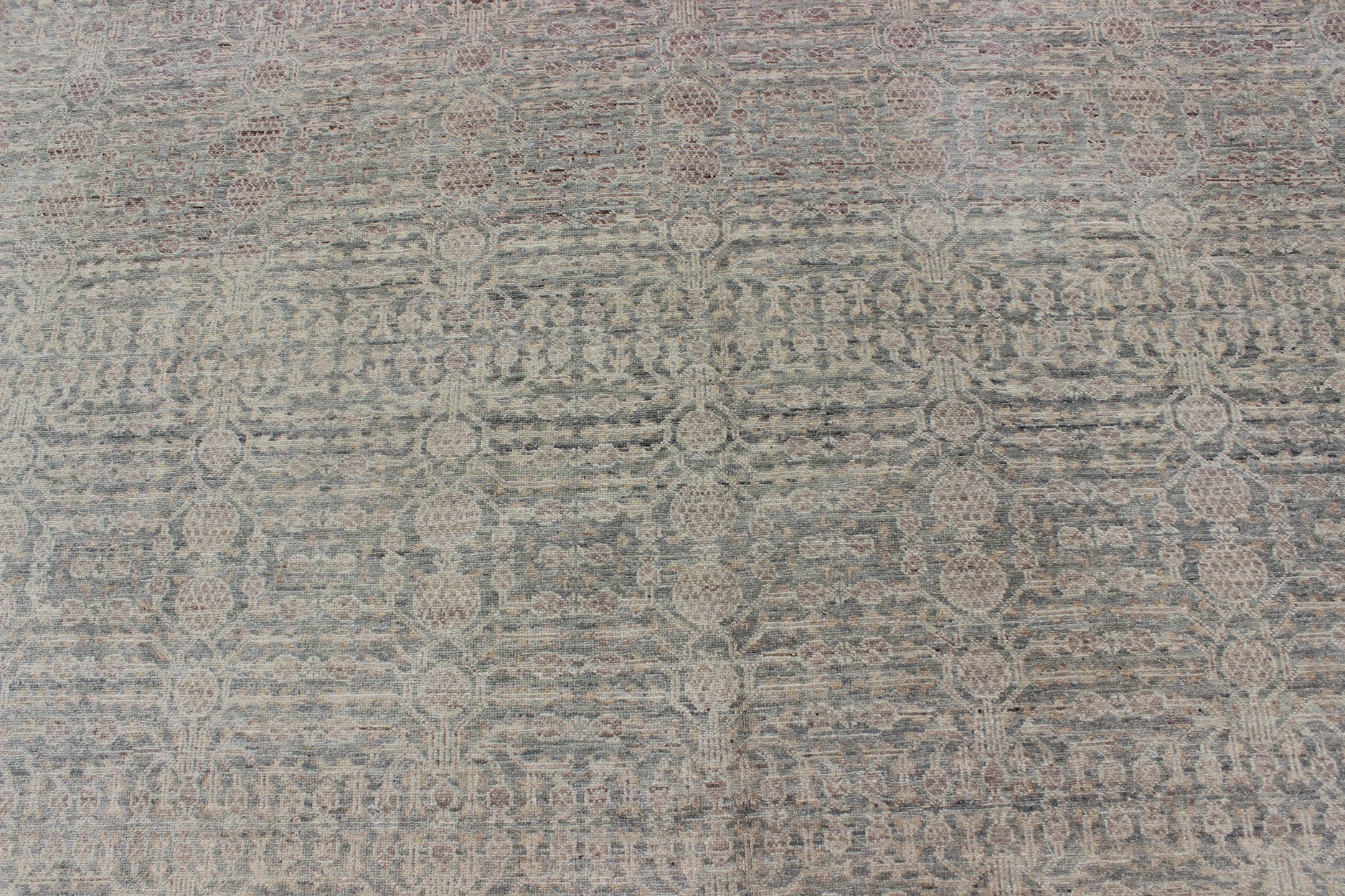 Transitional Finely Woven Khotan Pomegranate Design in Gray/Green, Brown, Taupe. Keivan Woven Arts / rug KOL - 69237 country of origin / type: Afghanistan / Khotan. Measures: 8'11 x 12'2 This transitional Khotan features all - over pomegranate desi... - Keivan Woven ArtsKOL - 69237 - 9108Rug
