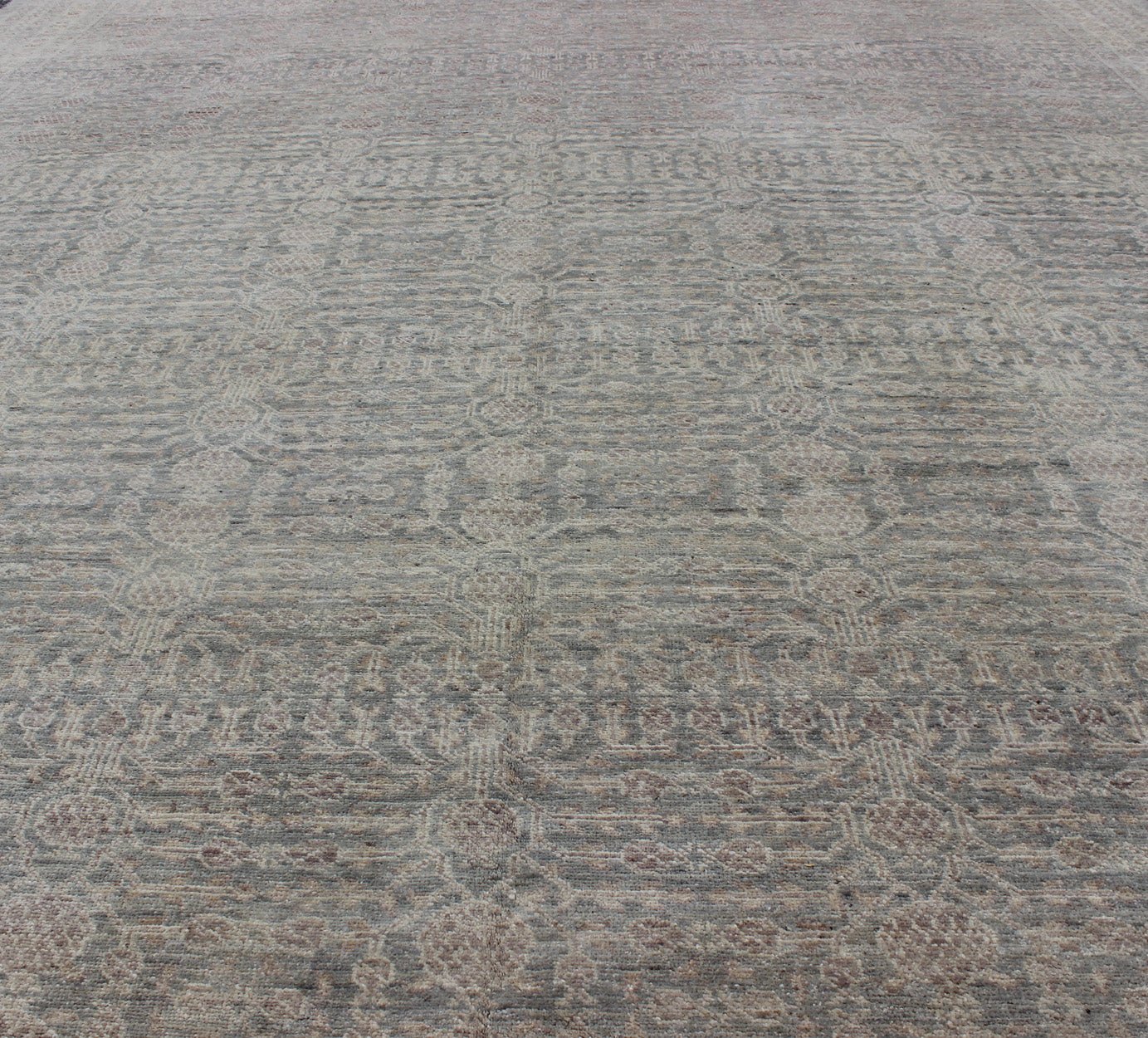 Transitional Finely Woven Khotan Pomegranate Design in Gray/Green, Brown, Taupe. Keivan Woven Arts / rug KOL - 69237 country of origin / type: Afghanistan / Khotan. Measures: 8'11 x 12'2 This transitional Khotan features all - over pomegranate desi... - Keivan Woven ArtsKOL - 69237 - 9108Rug