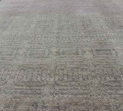 Transitional Finely Woven Khotan Pomegranate Design in Gray/Green, Brown, Taupe. Keivan Woven Arts / rug KOL - 69237 country of origin / type: Afghanistan / Khotan. Measures: 8'11 x 12'2 This transitional Khotan features all - over pomegranate desi... - Keivan Woven ArtsKOL - 69237 - 9108Rug