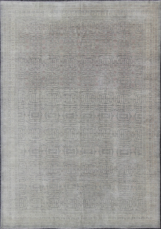 Transitional Finely Woven Khotan Pomegranate Design in Gray/Green, Brown, Taupe. Keivan Woven Arts / rug KOL - 69237 country of origin / type: Afghanistan / Khotan. Measures: 8'11 x 12'2 This transitional Khotan features all - over pomegranate desi... - Keivan Woven ArtsKOL - 69237 - 9108Rug