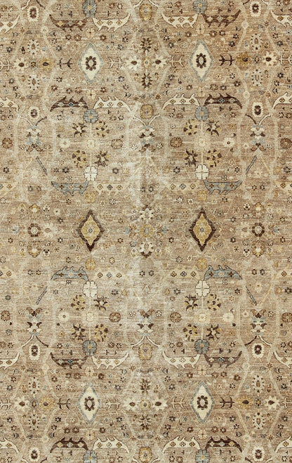 Tabriz Design rug with light Camel Background, Light Brown, tan , Light Brown, Lt. Blue, Yellow. Tabriz Design rug with light Camel Background, Light Brown, tan , Light Brown, Lt. Blue, Yellow, and neutral color palette and all - over flower desig... - Keivan Woven ArtsKOL - 69996 - 8978Rug