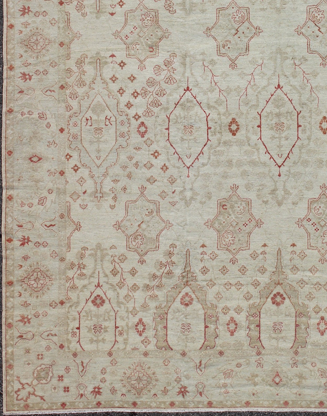 Large All - Over Modern Khotan in Taupe, Cream, Gray, and Soft Red. Large Khotan Design Rug with all over Large scale design. rug KOL - 70556, country of origin / type: Afghanistan / Khotan This Khotan features an all over tribal Design flank... - Keivan Woven ArtsKOL - 70556 - 8984Rug