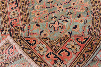Oversized Vintage Turkish Oushak Runner with All - Over Sub - Geometric Design This Oversized Vintage Turkish Oushak Runner features an all - over sub - geometric design set upon a green background. The entirety of the piece is enclosed within a compl... - Keivan Woven ArtsL11 - 0106 - 2370Rug