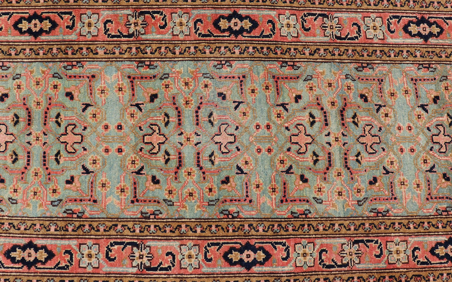 Oversized Vintage Turkish Oushak Runner with All - Over Sub - Geometric Design This Oversized Vintage Turkish Oushak Runner features an all - over sub - geometric design set upon a green background. The entirety of the piece is enclosed within a compl... - Keivan Woven ArtsL11 - 0106 - 2370Rug