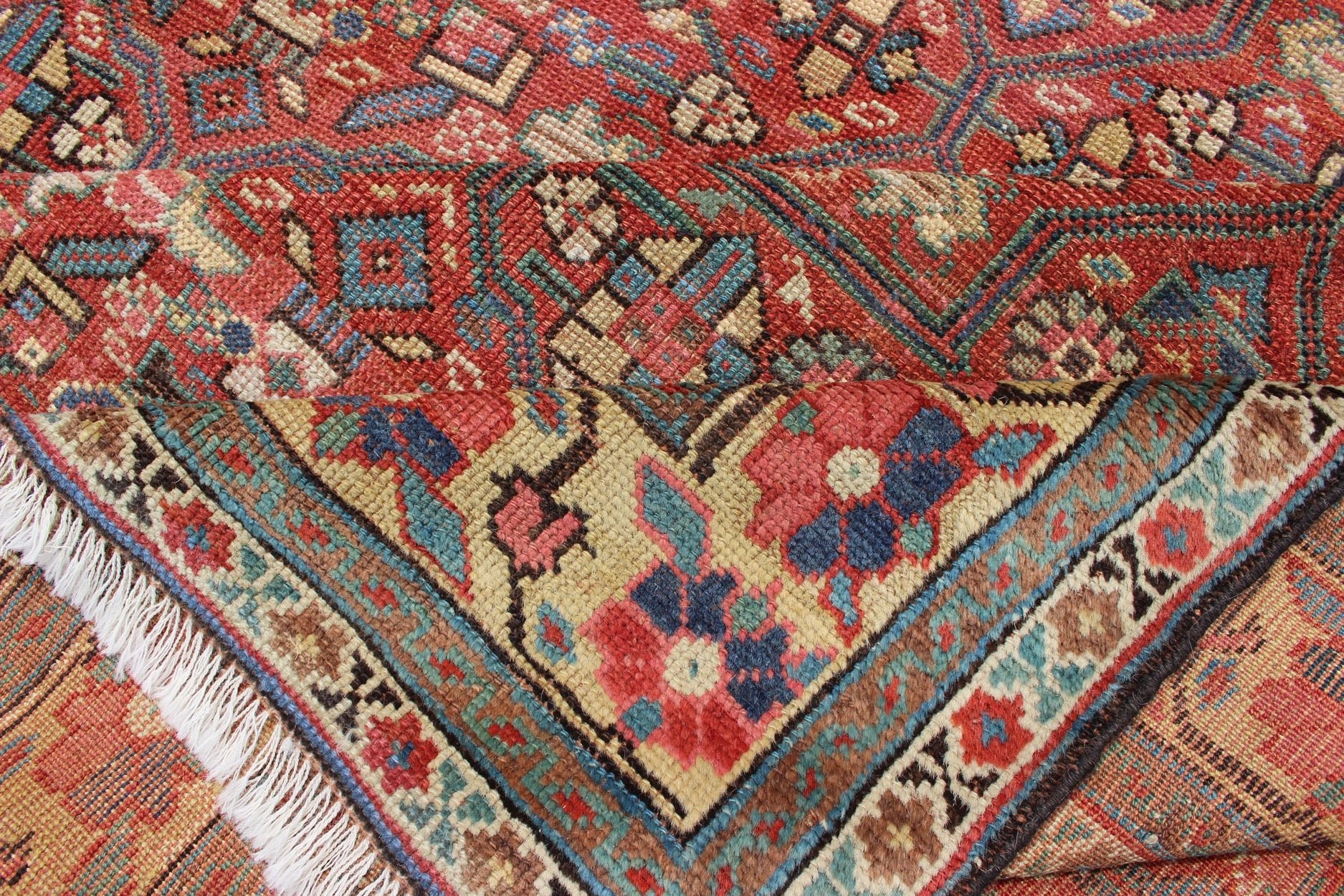 Antique Kurdish Gallery Runner in All - Over Geometric Design, kwarugs L11 - 0301. Kurdish Gallery rug This antique Kurdish Gallery piece features an intricate and geometric pattern, with colors ranging from soft rusty red, gorgeous blues, pale gree... - Keivan Woven ArtsL11 - 0301 - 2532Rug