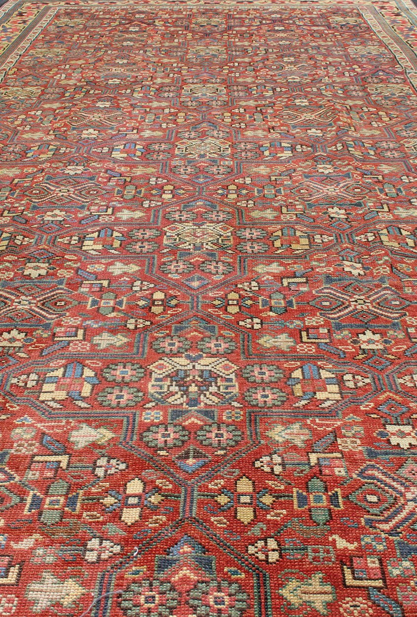 Antique Kurdish Gallery Runner in All - Over Geometric Design, kwarugs L11 - 0301. Kurdish Gallery rug This antique Kurdish Gallery piece features an intricate and geometric pattern, with colors ranging from soft rusty red, gorgeous blues, pale gree... - Keivan Woven ArtsL11 - 0301 - 2532Rug