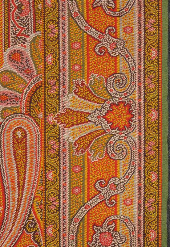 L11 - 0403 Large European Paisley Shawl with Highly Decorative Flora and Paisley Motifs This finely - woven antique Indian Paisley features an elaborate design of all - over decorative paisley motifs. Surrounding the central figure are branching flora... - Keivan Woven ArtsL11 - 0403 - 2545Rug