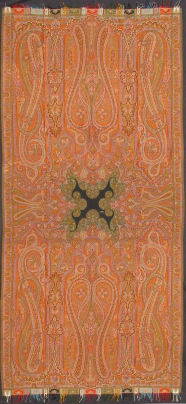 L11 - 0403 Large European Paisley Shawl with Highly Decorative Flora and Paisley Motifs This finely - woven antique Indian Paisley features an elaborate design of all - over decorative paisley motifs. Surrounding the central figure are branching flora... - Keivan Woven ArtsL11 - 0403 - 2545Rug