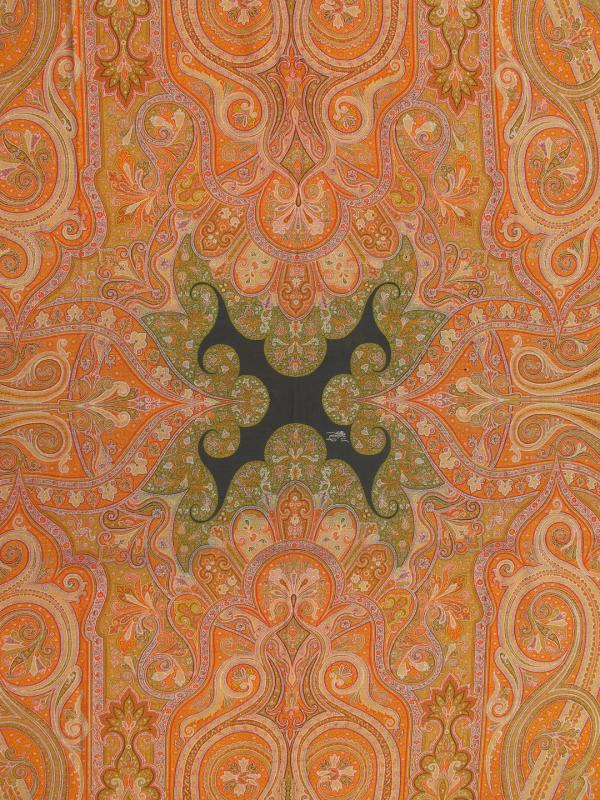 L11 - 0403 Large European Paisley Shawl with Highly Decorative Flora and Paisley Motifs This finely - woven antique Indian Paisley features an elaborate design of all - over decorative paisley motifs. Surrounding the central figure are branching flora... - Keivan Woven ArtsL11 - 0403 - 2545Rug