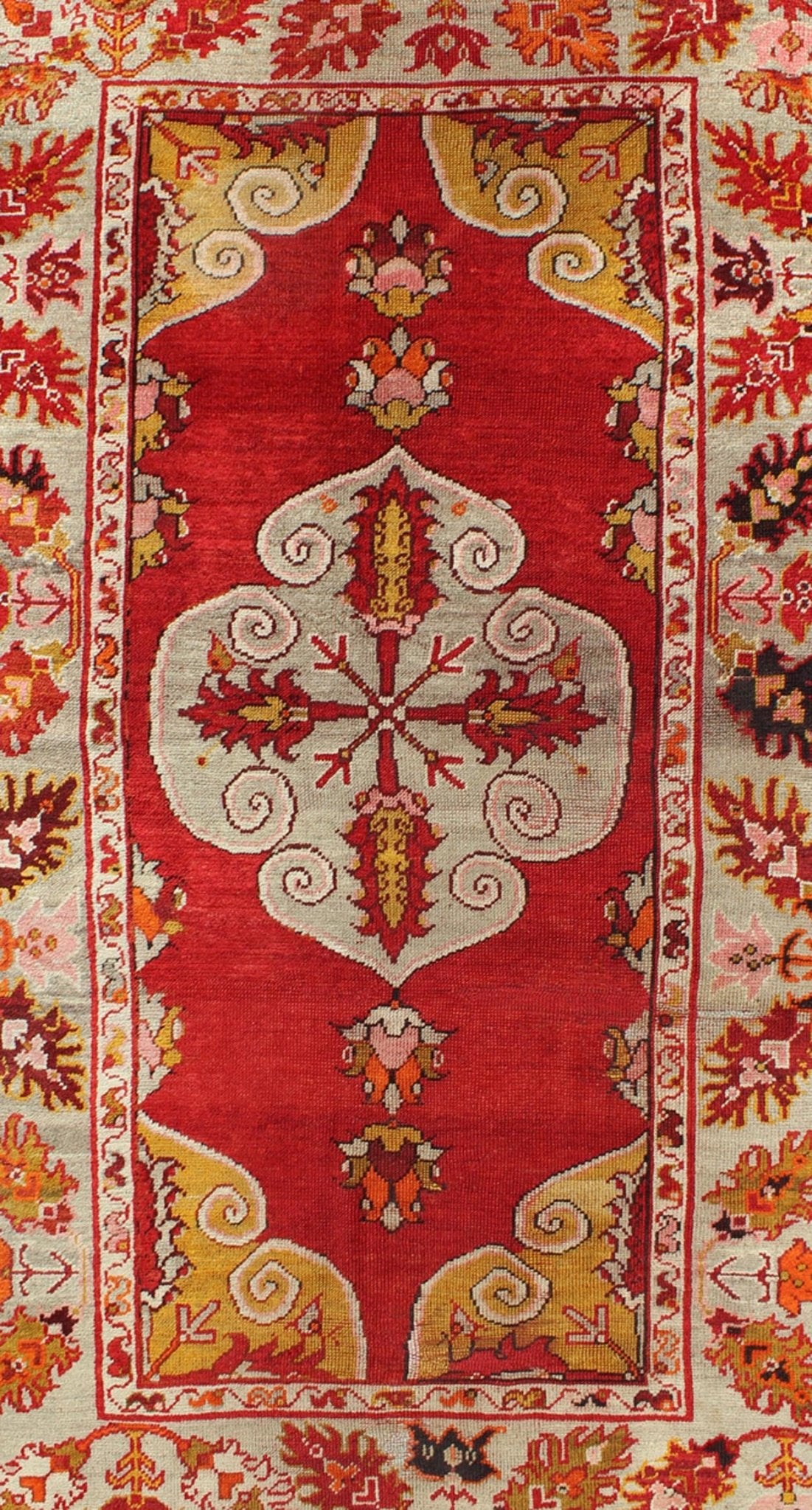 Antique Turkish Oushak Rug with Bright Red Ground and Center Medallion Turkish Oushak Rug with Bright Red Ground with medallion Design Keivan Woven Arts/ rug/l11 - 0601, origin/turkey Early 20th Century. This beautiful antique rug from Turkey ... - Keivan Woven ArtsL11 - 0601 - 2589Rug