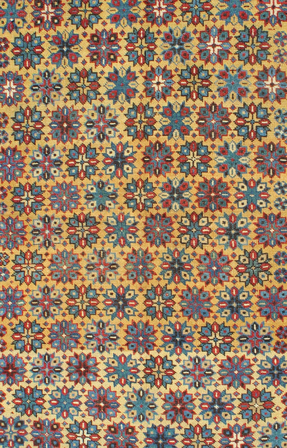 Rare Antique Caucasian Shirvan Rug in Yellow Background and Blue Border Keivan Woven Arts - Antique Caucasian Shirvan Rug in Yellow Background Rug #L11 - 0603, Antique Caucasian, Antique Shirvan, An important late 19th Century Shirvan rug... - Keivan Woven ArtsL11 - 0603 - 2593Rug