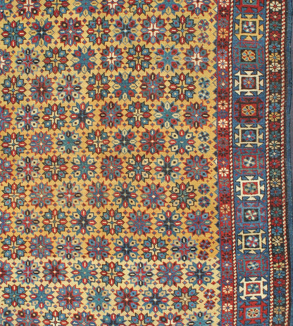 Rare Antique Caucasian Shirvan Rug in Yellow Background and Blue Border Keivan Woven Arts - Antique Caucasian Shirvan Rug in Yellow Background Rug #L11 - 0603, Antique Caucasian, Antique Shirvan, An important late 19th Century Shirvan rug... - Keivan Woven ArtsL11 - 0603 - 2593Rug