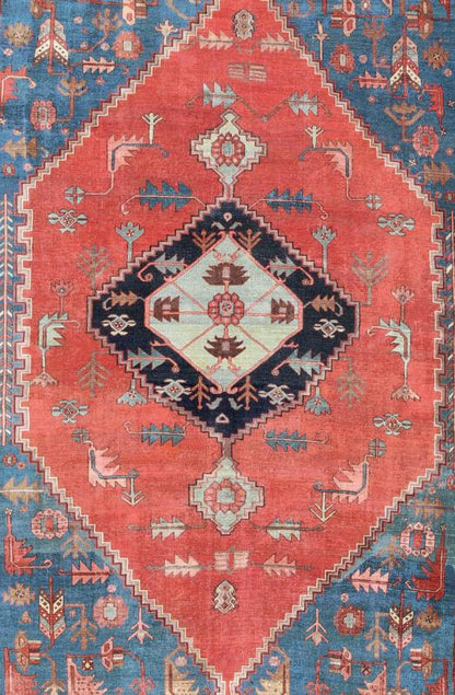 Antique Persian large Bakshaish Serapirug in brick red, royal blue and ivory. Keivan Woven Arts / rug L11 - 0608, country of origin / type: Iran / Bakshaish Serapi, circa 1880. Measures: 11'7 x 15'2. Crafted in the Azarbijan district of northwest P... - Keivan Woven ArtsL11 - 0608 - 2615Rug
