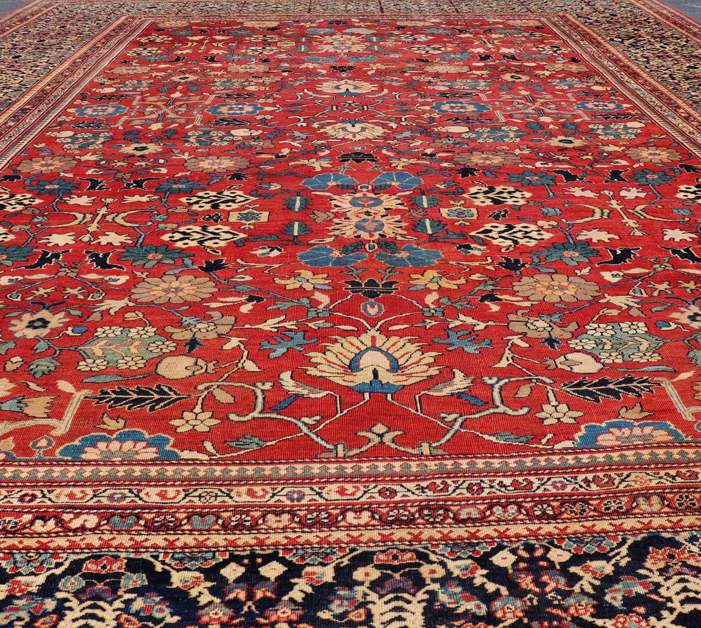 Very Finely Woven Antique Farahan Sarouk Rug with Intricate Border Design. Keivan Woven Arts / rug / L11 - 0609 / country of origin / type: Iran / Sarouk Farahan, circa 1880's. Measures: 10'7 x 13'10. This immaculately woven Farahan Sarouk rug with... - Keivan Woven ArtsL11 - 0609 - 2621Rug