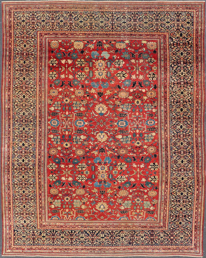 Very Finely Woven Antique Farahan Sarouk Rug with Intricate Border Design. Keivan Woven Arts / rug / L11 - 0609 / country of origin / type: Iran / Sarouk Farahan, circa 1880's. Measures: 10'7 x 13'10. This immaculately woven Farahan Sarouk rug with... - Keivan Woven ArtsL11 - 0609 - 2621Rug