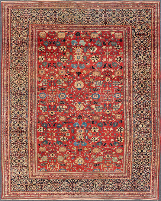 Very Finely Woven Antique Farahan Sarouk Rug with Intricate Border Design. Keivan Woven Arts / rug / L11 - 0609 / country of origin / type: Iran / Sarouk Farahan, circa 1880's. Measures: 10'7 x 13'10. This immaculately woven Farahan Sarouk rug with... - Keivan Woven ArtsL11 - 0609 - 2621Rug