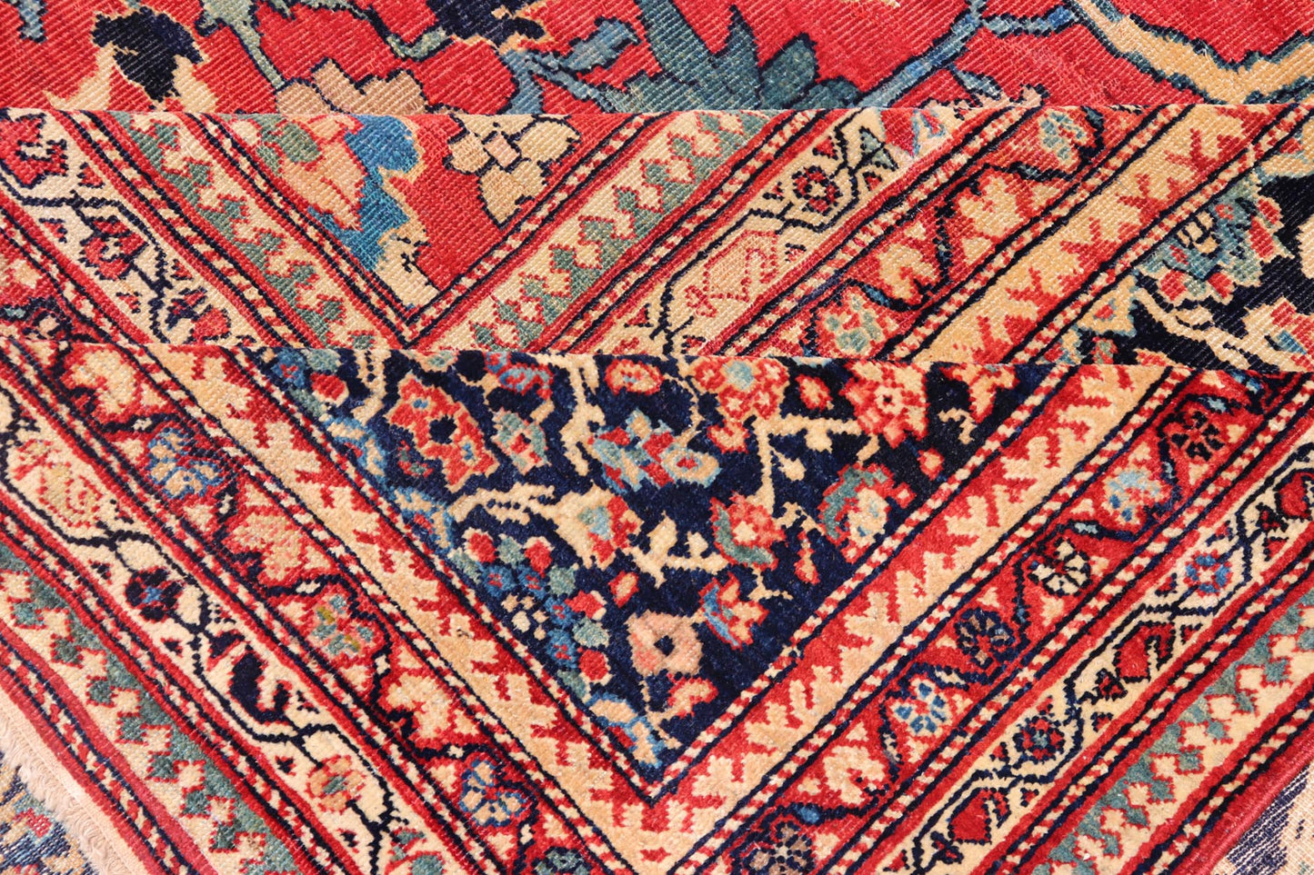 Very Finely Woven Antique Farahan Sarouk Rug with Intricate Border Design. Keivan Woven Arts / rug / L11 - 0609 / country of origin / type: Iran / Sarouk Farahan, circa 1880's. Measures: 10'7 x 13'10. This immaculately woven Farahan Sarouk rug with... - Keivan Woven ArtsL11 - 0609 - 2621Rug