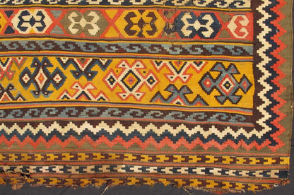 Keivan woven Arts Rug Number L11 - 0808 4'5 x 4'10 Antique Persian Kilim Fragment, from late 18th century, Perhaps Southern or western Persia. - Keivan Woven ArtsL11 - 0808 - 2669Rug