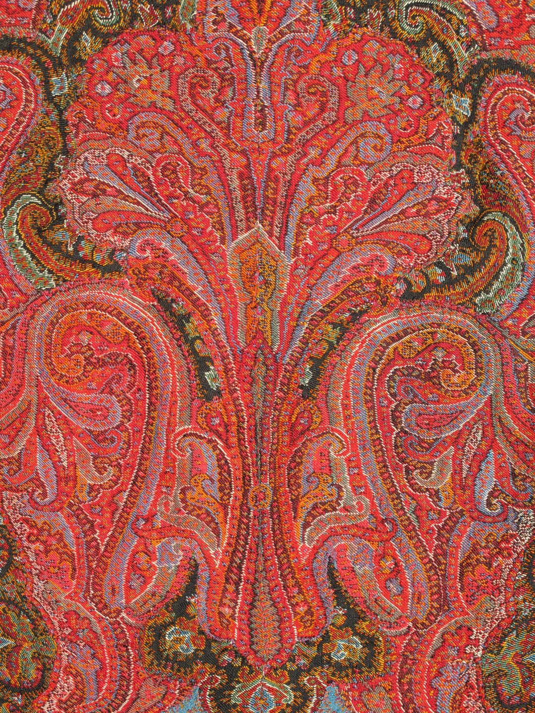 Keivan Woven Arts - Antique Handmade Paisley Textile Shawl in Red and Brilliant Border. 19th Century Antique Indian Hand made Paisley Textile Shawl with Brilliant Colors , rug/ L11 - 0907, Country of Origin Indian Hand made Paisley. Measure: 5... - Keivan Woven ArtsL11 - 0907 - 2685Rug
