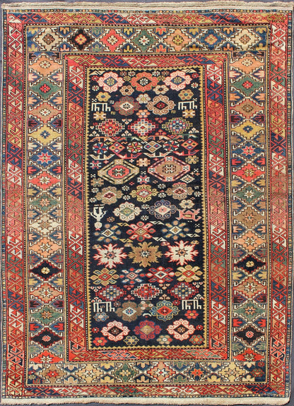 Colorful Antique Kuba Carpet with Intricate Geometric Design This Kuba rug from the southern Caucasus features many diamond medallions in the central field surrounded by multiple borders of geometric design. The diagonal coloring and arrangement... - Keivan Woven ArtsL11 - 0910 - 3716Rug
