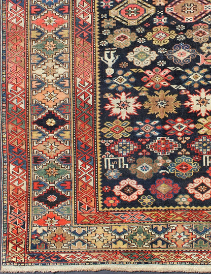 Colorful Antique Kuba Carpet with Intricate Geometric Design This Kuba rug from the southern Caucasus features many diamond medallions in the central field surrounded by multiple borders of geometric design. The diagonal coloring and arrangement... - Keivan Woven ArtsL11 - 0910 - 3716Rug