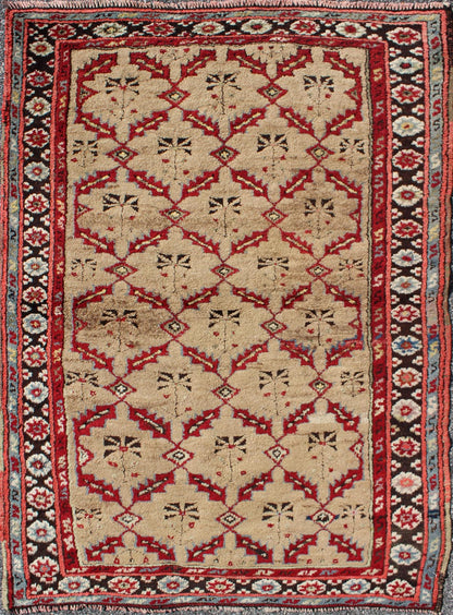 Antique 1930's Turkish Oushak Rug with All - Over Lattice & Geometric Design. 1930's antique Turkish Oushak rug with all - over lattice design and Geometric border. Antique 1930's Turkish Oushak Rug with All - Over design. Lattice & Geome... - Keivan Woven ArtsL11 - 0912 - 3202Rug