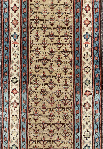 Early 20th Century Tribal Antique Serab Runner with All - Over Pattern in Wheat, rug l11 - 0913, country of origin / type: Iran / Tribal, circa 1900 This unique antique Serab runner from early 20th century Iran features a wheat - colored field and all... - Keivan Woven ArtsL11 - 0913 - 3182Rug