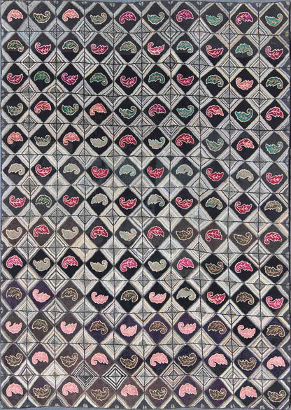 Antique American Hooked rug with diamond patchwork geometric leaf design, rug l11 - 1101, country of origin / type: United States / Hooked, circa 1910 Ingenious in style, color and composition, the features in this spectacular, antique American Ho... - Keivan Woven ArtsL11 - 1101 - 2967Rug