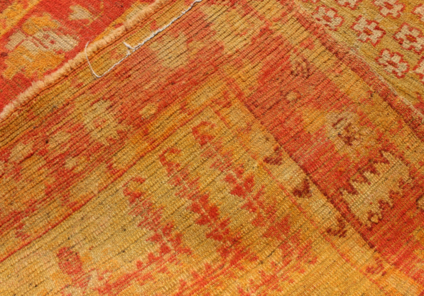 Antique Turkish Oushak Rug With Orange Red and Yellow - Green and Medallion Design. Small Antique Oushak, Keivan Woven Arts/ rug/L11 - 1102 origin/Turkey, Style/ Oushak, small antique Oushak rug. Measures: 3'1 x 5'3. The stylized motifs in th... - Keivan Woven ArtsL11 - 1102 - 2962Rug