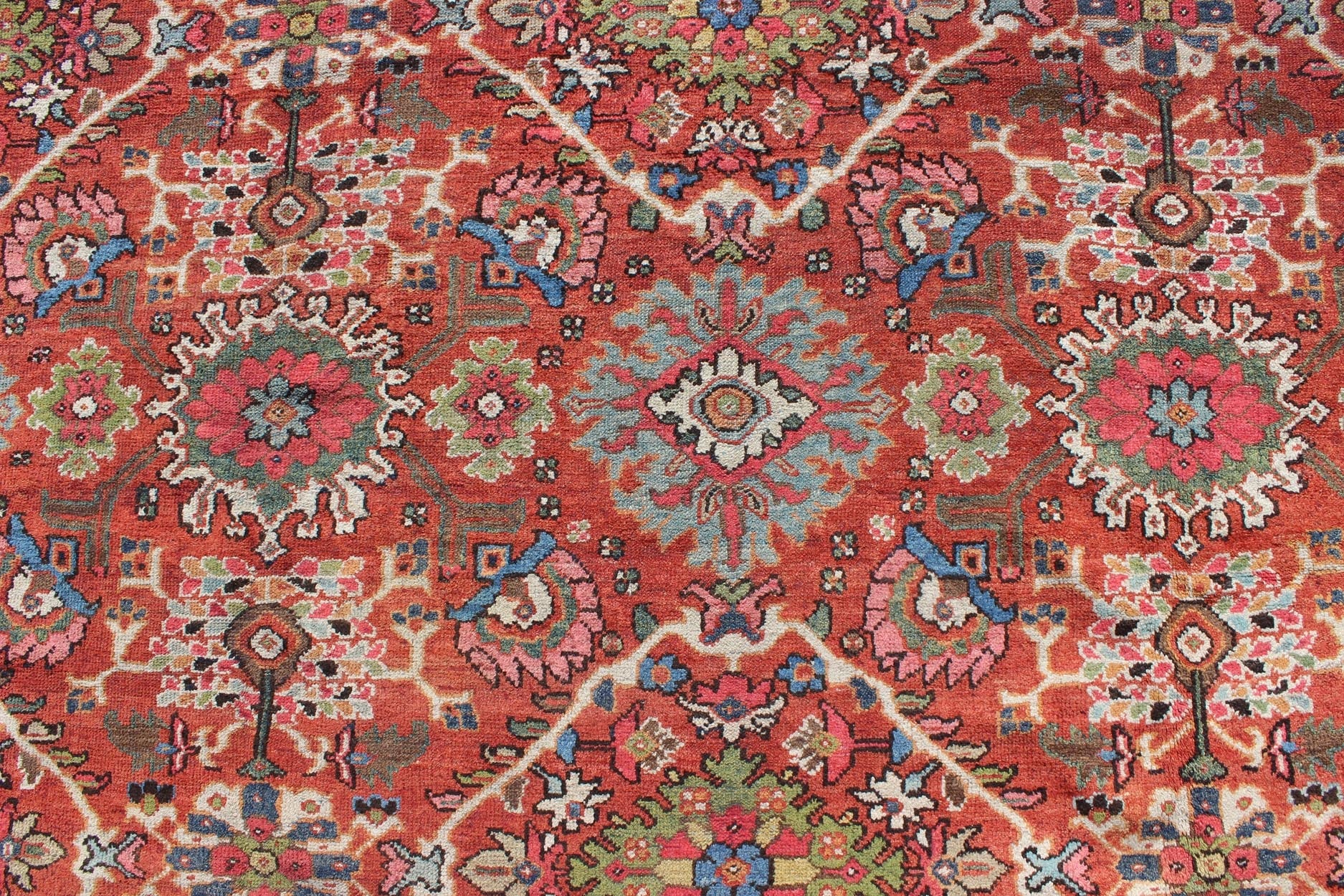 Antique Persian Sultanabad - Mahal Rug in Jewel Tones & All - Over Geometric Design. Antique Persian Sultanabad - Mahal Rug, Keivan Woven Arts / rug L11 - 1207, country of origin / type: Persian / Sultanabad, circa Early - 20th Century. Measures: ... - Keivan Woven ArtsL11 - 1207 - 2979Rug