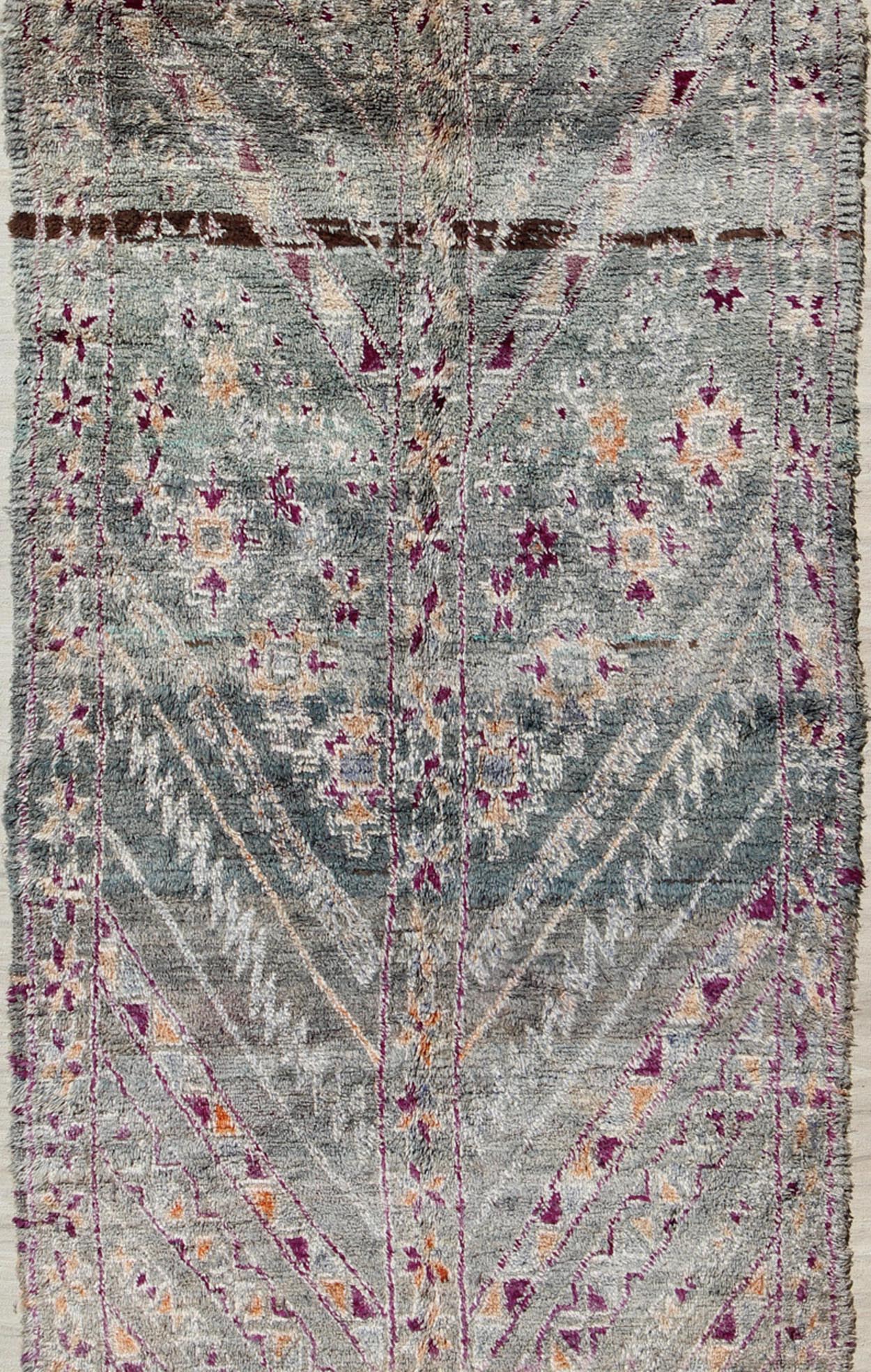 Vintage Hand Knotted Moroccan Rug With All - Over Tribal Design in Shades of Blueish/Green Vintage Moroccan rug with all - over Tribal Design in shades of green/blue color, Keivan Woven Arts / rug /LCB - 18 - 149, country of origin / type: Morocco / Tri... - Keivan Woven ArtsLCB - 18 - 149 - 9607Rug