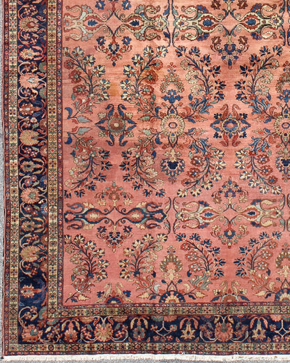 Antique Persian Lilihan Large rug in Salmon, Pink, Blue, Green and Rust Colors. Keivan Woven Arts / rug Lh - A38502, country of origin / type: Iran / Lilihan, circa 1900. , Antique Persian Large Lilihan. Measures: 11'1 x 17'2. This immaculately wo... - Keivan Woven ArtsLH - A38502 - 1817Rug