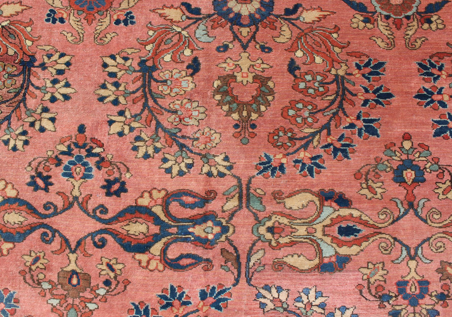 Antique Persian Lilihan Large rug in Salmon, Pink, Blue, Green and Rust Colors. Keivan Woven Arts / rug Lh - A38502, country of origin / type: Iran / Lilihan, circa 1900. , Antique Persian Large Lilihan. Measures: 11'1 x 17'2. This immaculately wo... - Keivan Woven ArtsLH - A38502 - 1817Rug