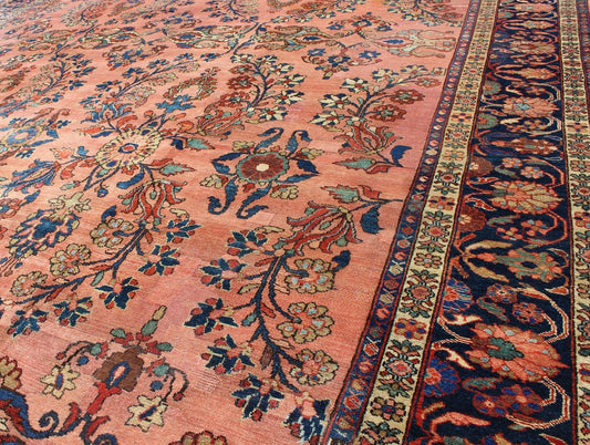 Antique Persian Lilihan Large rug in Salmon, Pink, Blue, Green and Rust Colors. Keivan Woven Arts / rug Lh - A38502, country of origin / type: Iran / Lilihan, circa 1900. , Antique Persian Large Lilihan. Measures: 11'1 x 17'2. This immaculately wo... - Keivan Woven ArtsLH - A38502 - 1817