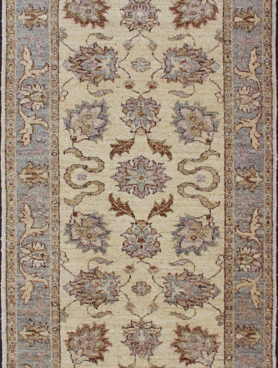 Modern Afghan Floral Pattern in Earth Tones with Browns and Cream Cream and brown earth tone Afghan floral rug, Keivan Woven Arts / LH - A61965 country of origin / type: Afghan / circa 1980. This handwoven rug is from Afghanistan and woven... - Keivan Woven ArtsLH - A61965 - 2221Rug