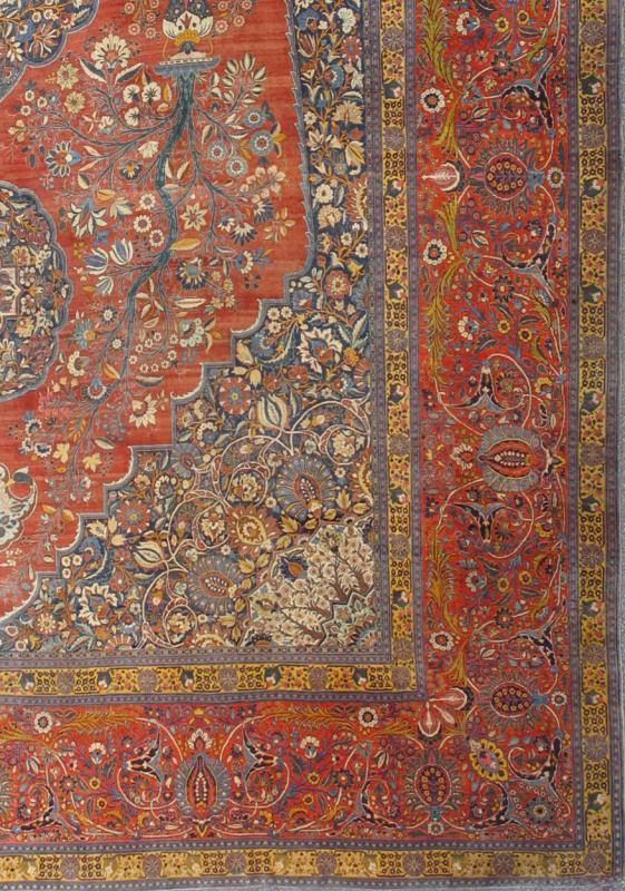 Palace - Sized Haj - Jalili Tabriz Rug with Colorful Floral and Vine Patterns This magnificent Tabriz Carpet is of monumental size and was created by the master weaver Haj - Jalili. Featuring a large and ornate central medallion flanked by smaller med... - Keivan Woven ArtsM14 - 0301 - 5389Rug